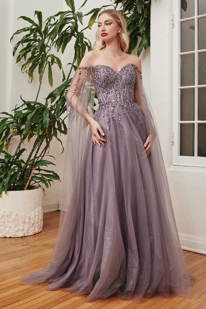 Beaded Strapless Fitted Luxury Evening Gala Prom & Bridesmaid Gown Elegant Luxury Cape Sleeves Formal Boho Dress CDCD0204 Sale
