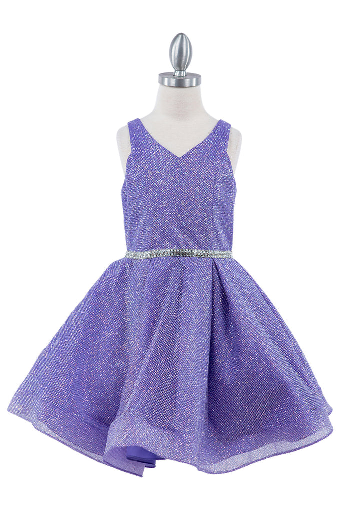 Dazzling Glitter Hard Mesh Belted Short Girl Dress CU8047X