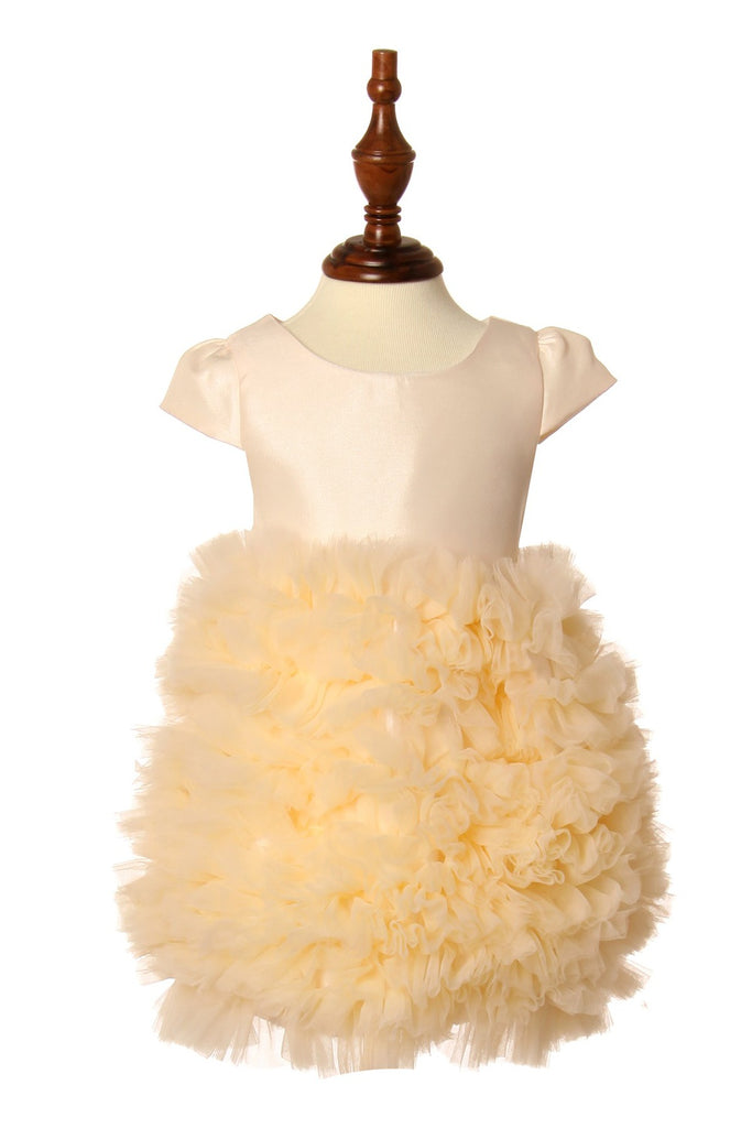 Elegant Cute Ruffled Bubble Removable Back Bow Short Kids Dress CU9116B