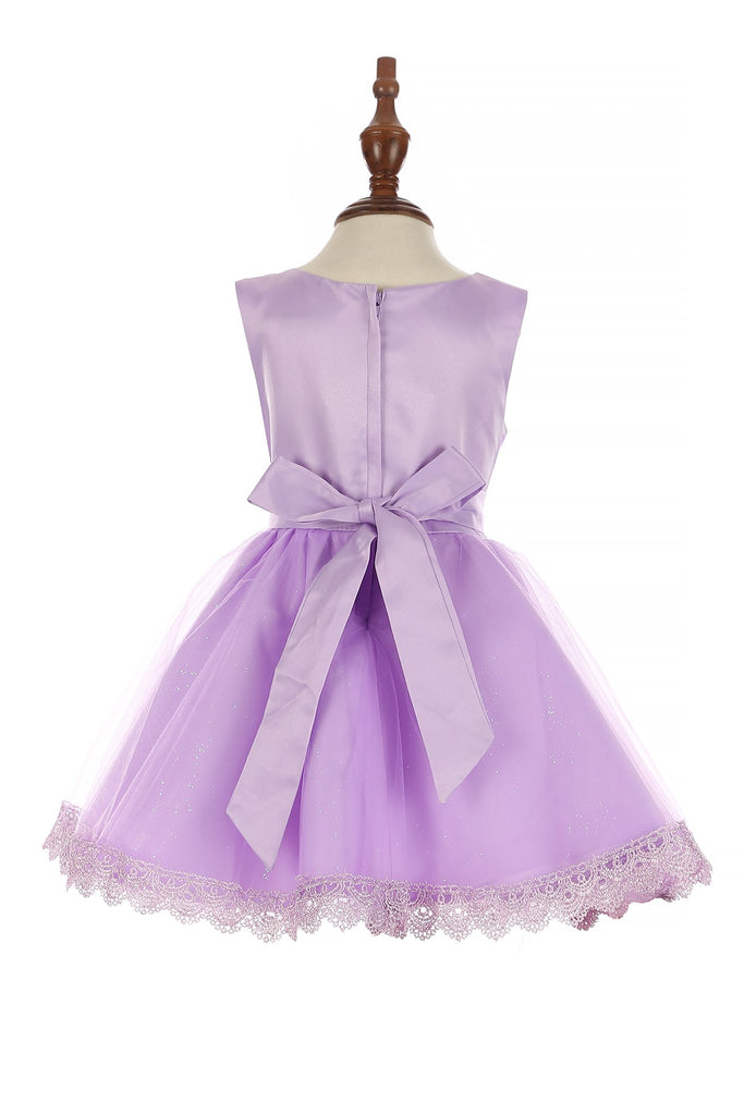Beautiful Adorned With 3D Flowers Lace Tulle Skirt Kids Dress CU9126B